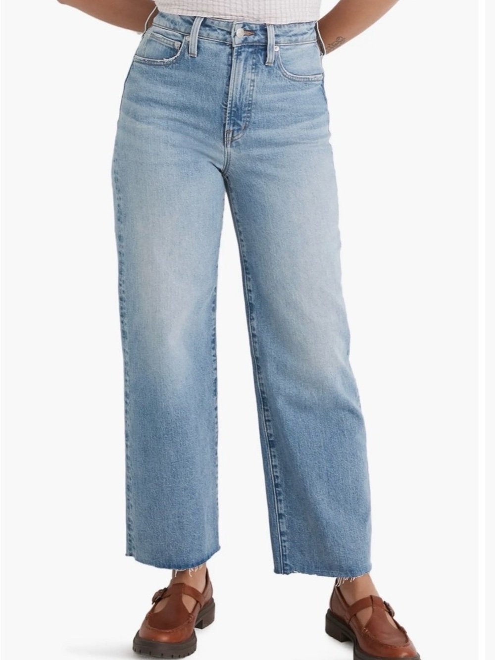 Madewell Curvy Caitlin Wash Cropped Wide Leg Jeans